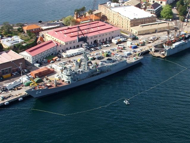 RGES static barrier around a naval vessel in port